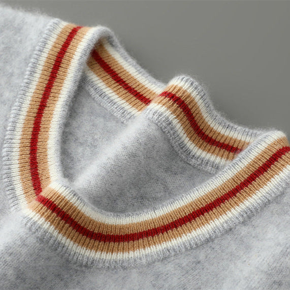 Rivani 100% Merino Wool Shirt Australian Merino Striped Trim Knit