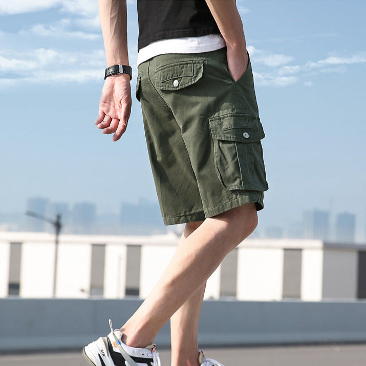 Men’s Cotton Cargo Shorts – Loose Fit Multi-Pocket Summer Shorts - Navy Blue XS - 29 product image
