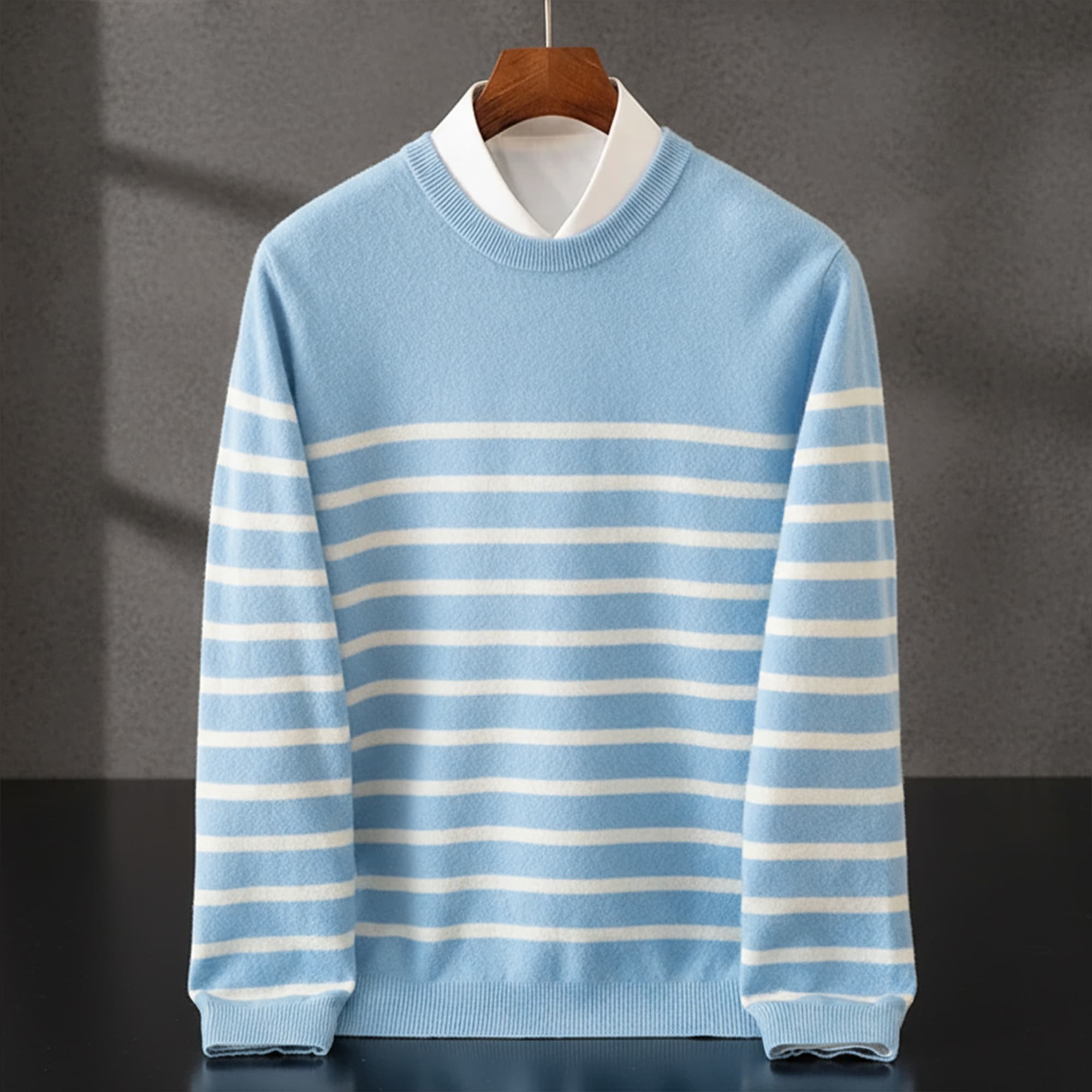 Maritime Merino Wool Sweater Australian Merino Crew Neck Stripe Knit