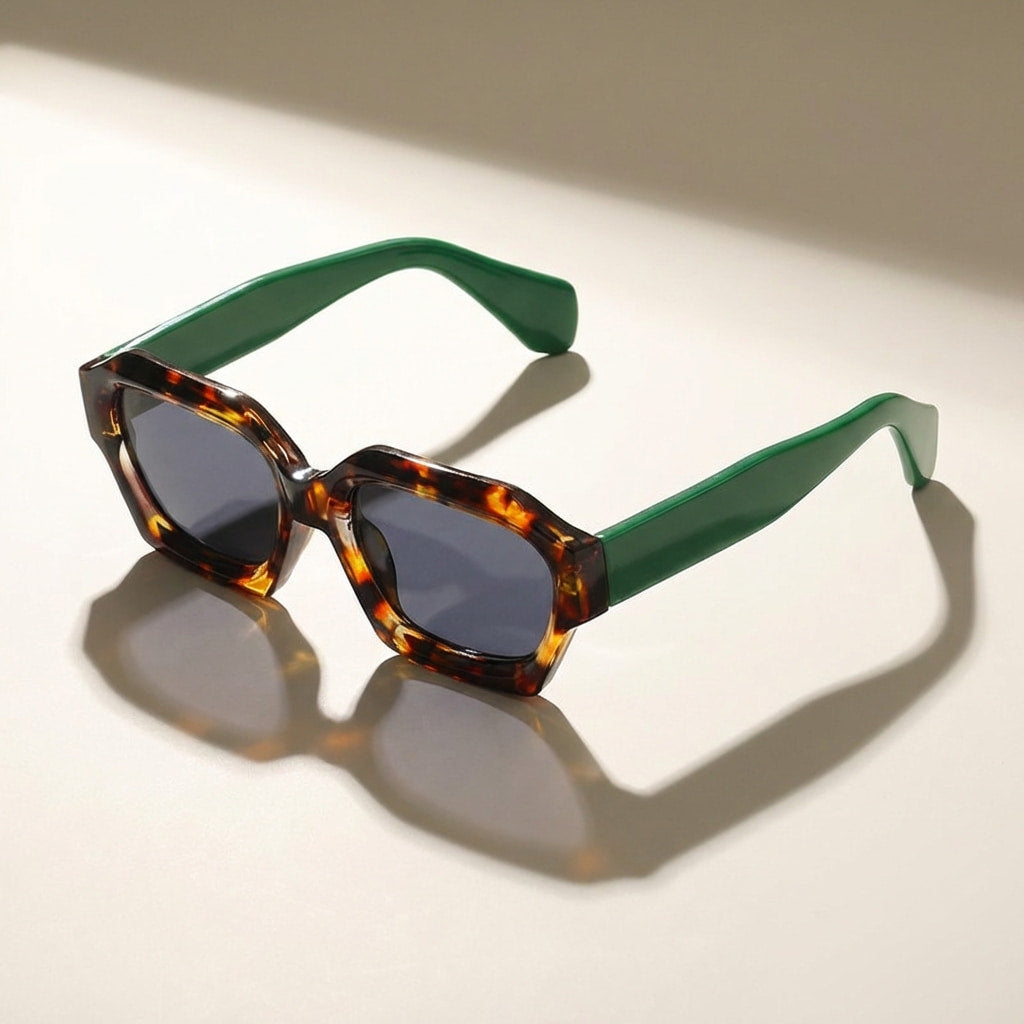 Cleo Tortoise Shades Oversized Geometric Tortoiseshell UV400 Sunglasses