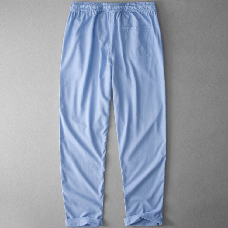 Men's Cotton Linen Drawstring Pants - Lightweight Wide Leg Summer Trousers