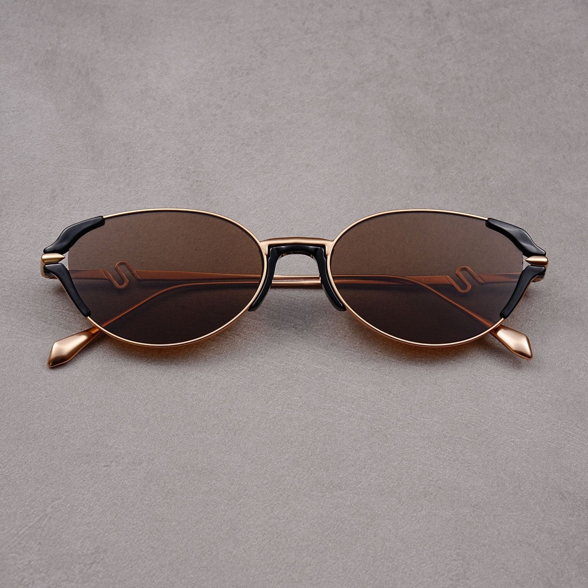 Golden Hour Oval Sunglasses Polarized Gold Metal Retro Oval Shades