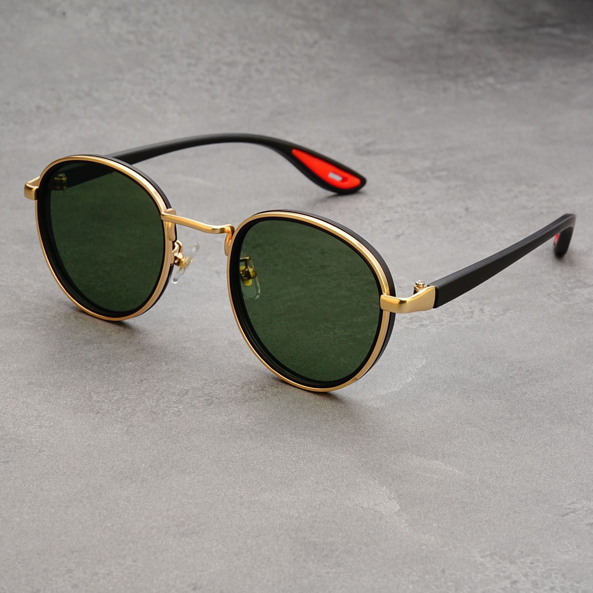 Women's Round UV400 Sunglasses - Lightweight Vintage Shades in Olive Green
