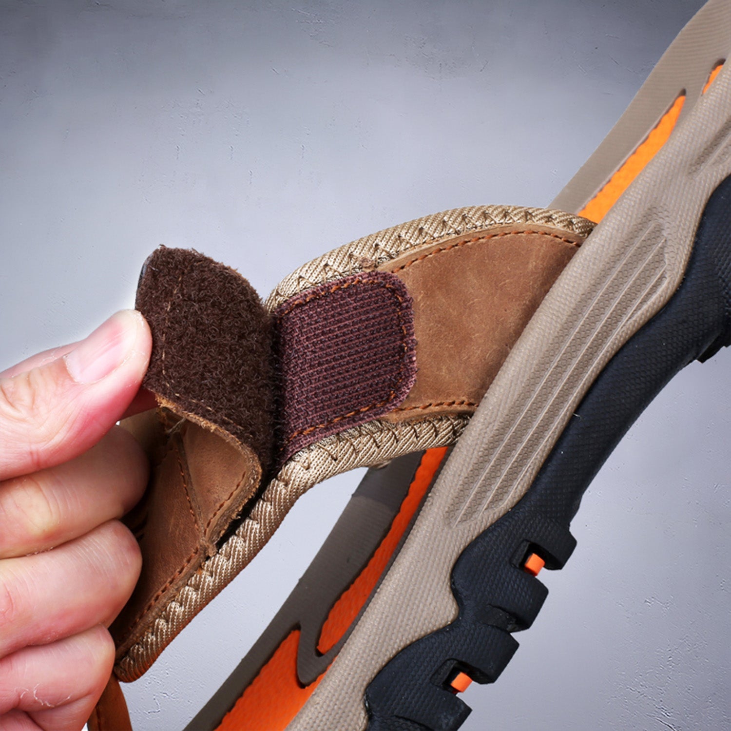 Men's Genuine Leather Sandals - Cushioned Outdoor Grip Footwear in Brown