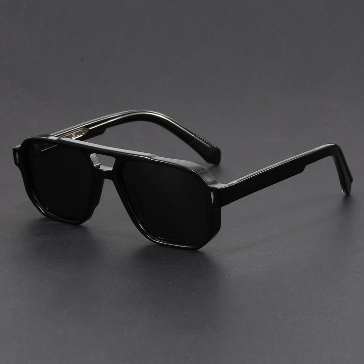 Nuvelio Milano chunky square pilot UV400 gradient sunglasses - Midnight Black