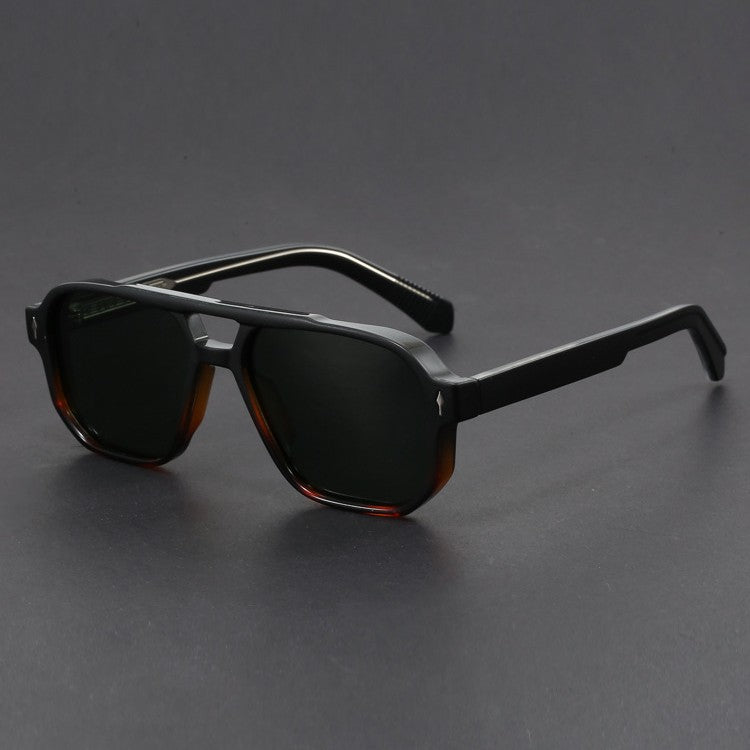 Nuvelio Milano chunky square pilot UV400 gradient sunglasses - Black Leopard