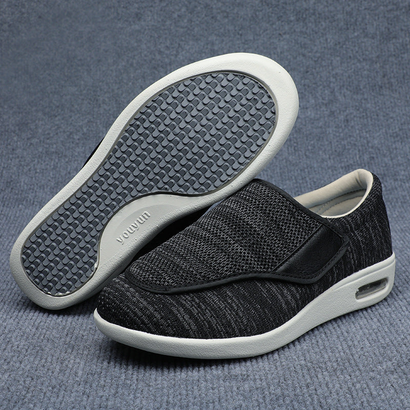 Orthopedic Wide Fit Shoes - Adjustable Comfort Walking Sneakers in Classic Black