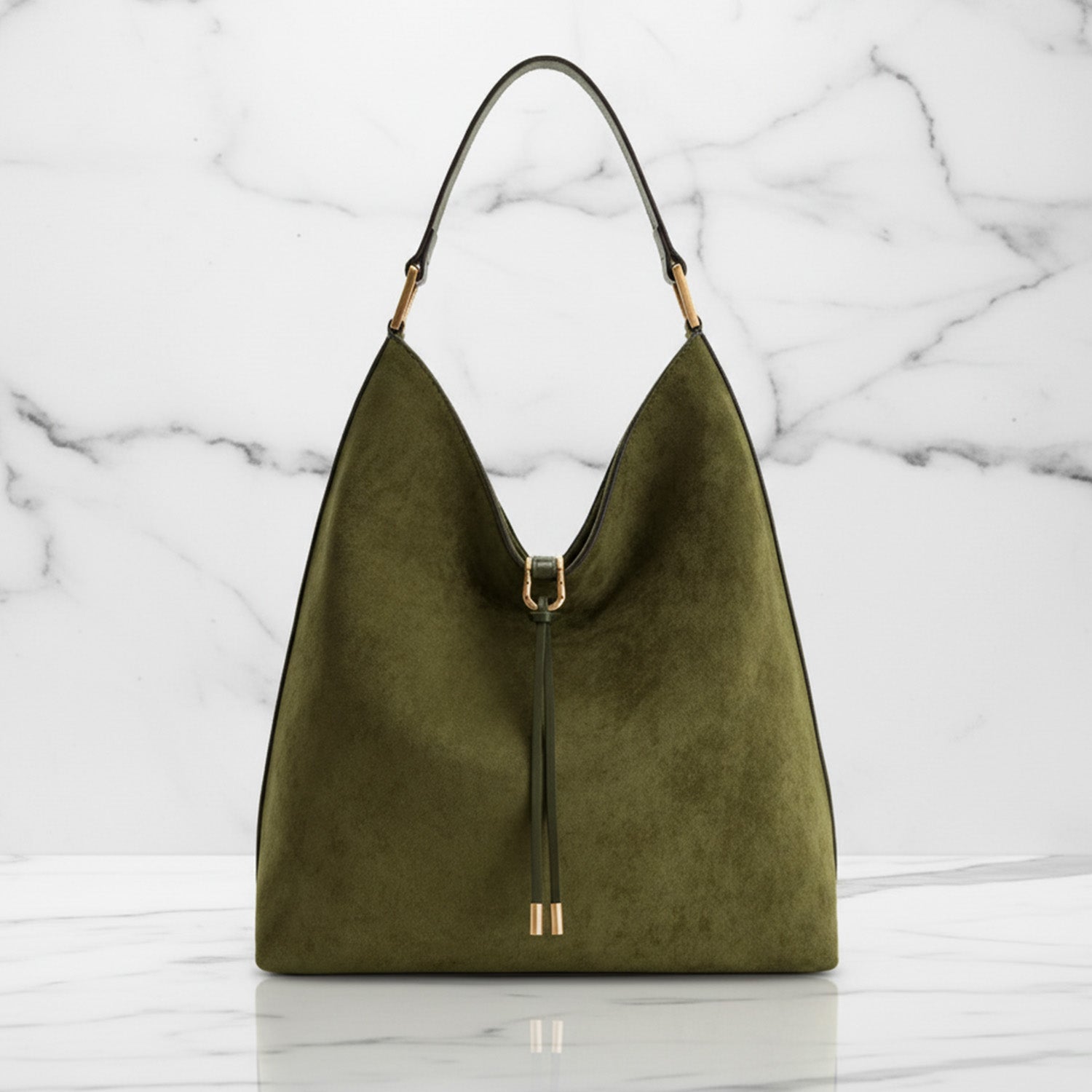 Women's Slouchy Suede Hobo Bag - Spacious Shoulder Purse in Classic Black