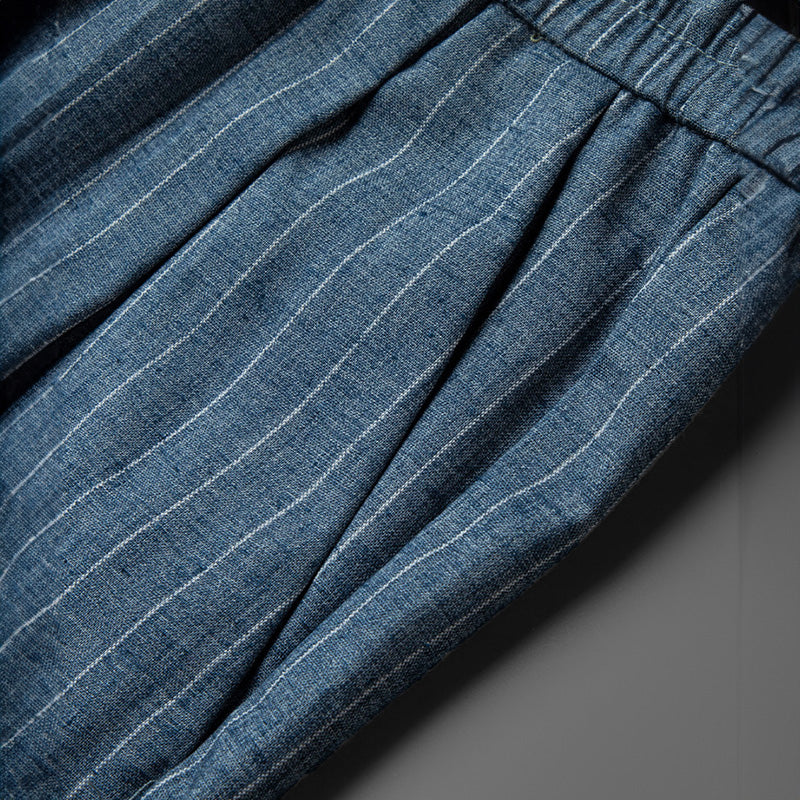 Men's Linen Cotton Drawstring Pants - Breathable Straight Leg Trousers