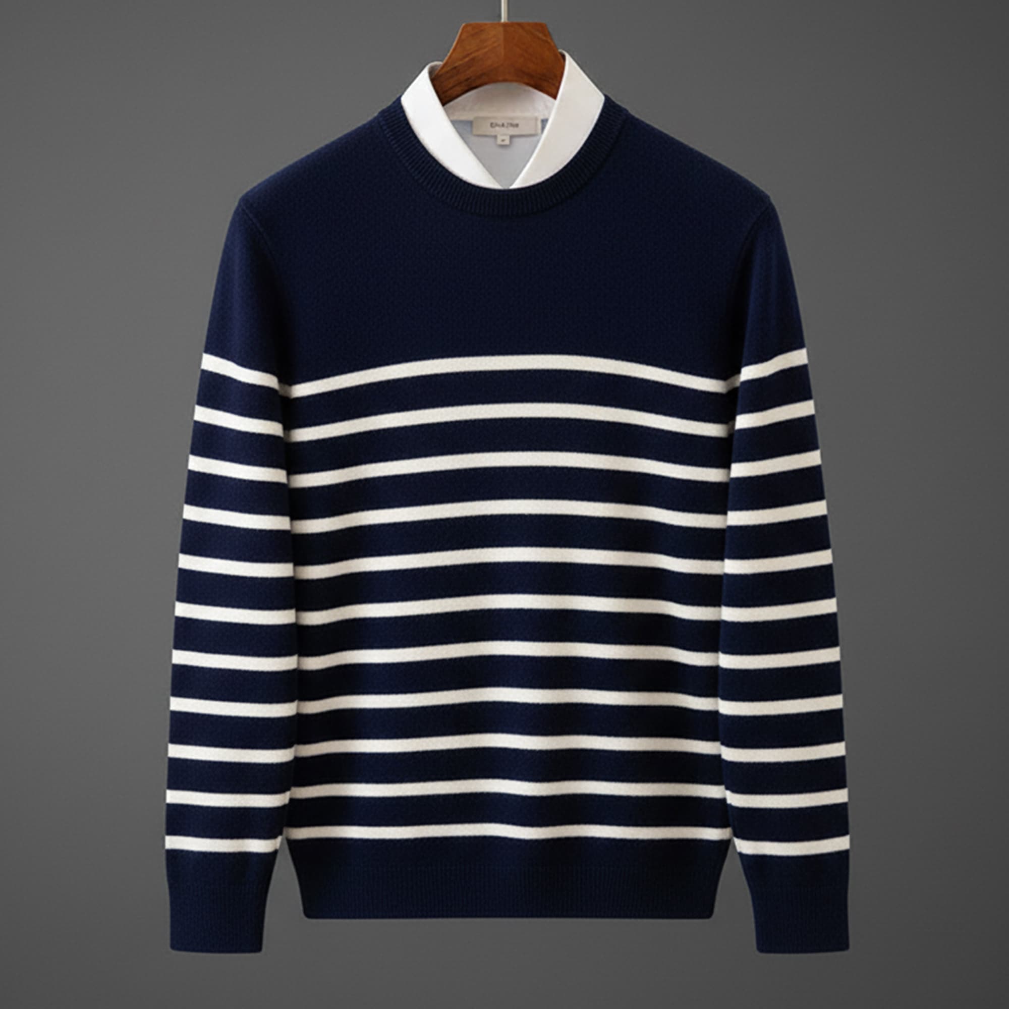 Maritime Merino Wool Sweater Australian Merino Crew Neck Stripe Knit