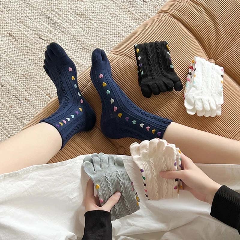 Soft Bloom Five Toe Organic Cotton Socks
