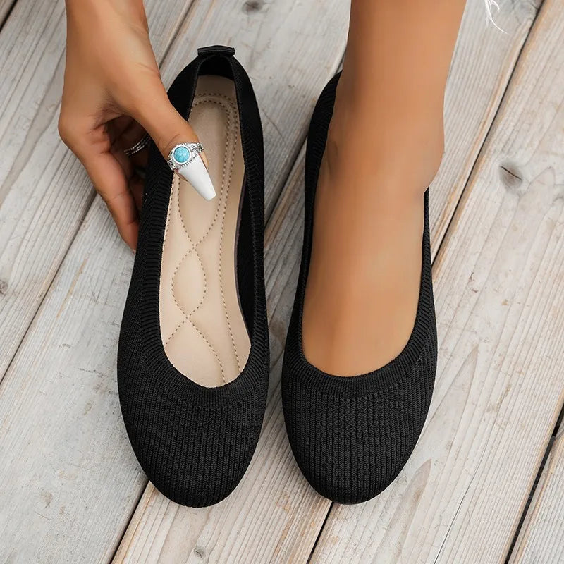 Women's Orthopedic Loafers - Cushioned Slip-On Comfort Shoes in Classic Black