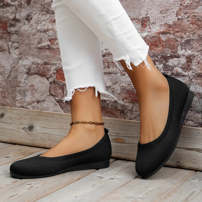 Women's Orthopedic Loafers - Cushioned Slip-On Comfort Shoes in Classic Black