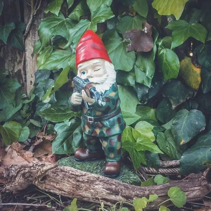 Funny Military Garden Gnome Statues - Weatherproof Yard Decor