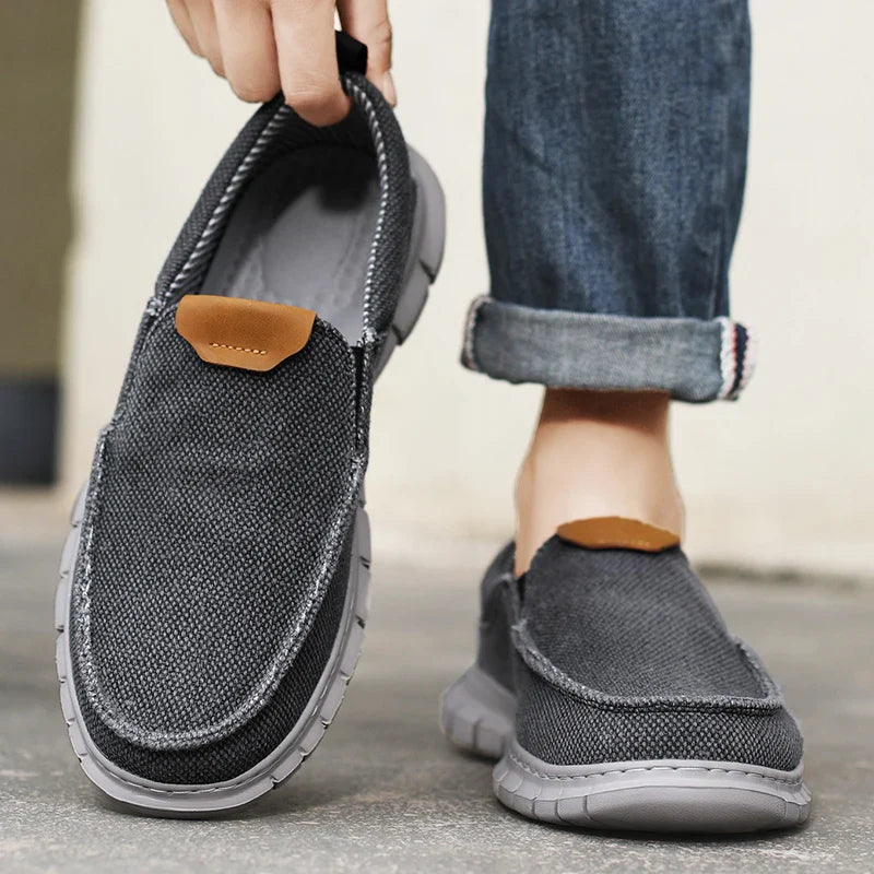 Men’s Lightweight Canvas Slip-On Sneakers – Casual Walking Shoes - Khaki 9 (EU 43) product image