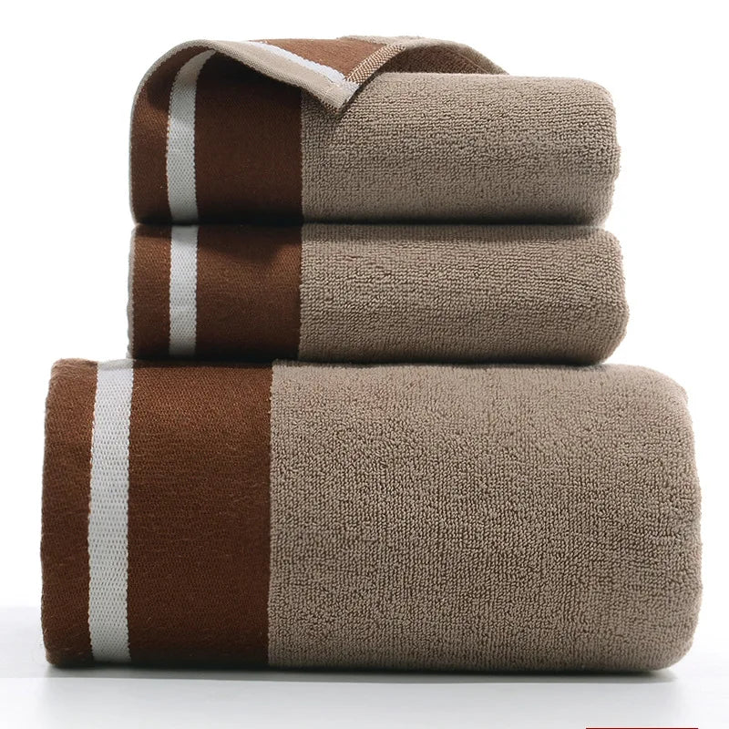 Bamboo Cotton Towel Set – Soft Absorbent Bath & Hand Towels - 3x Brown product image