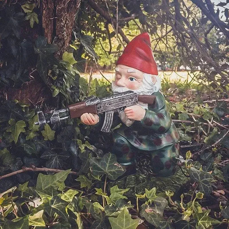 Funny Military Garden Gnome Statues - Weatherproof Yard Decor