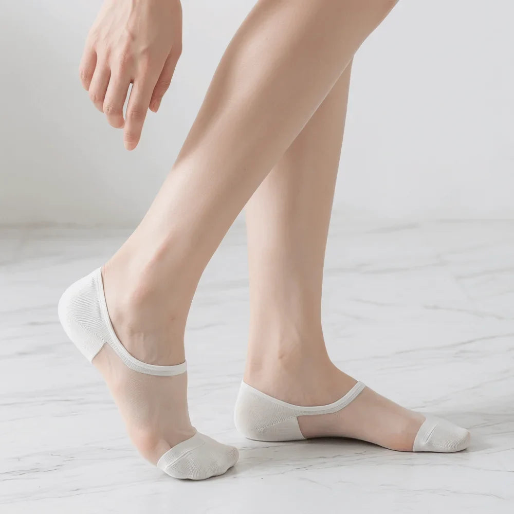 Women’s No-Show Non-Slip Mesh Socks – Breathable Cotton Sole - Black product image