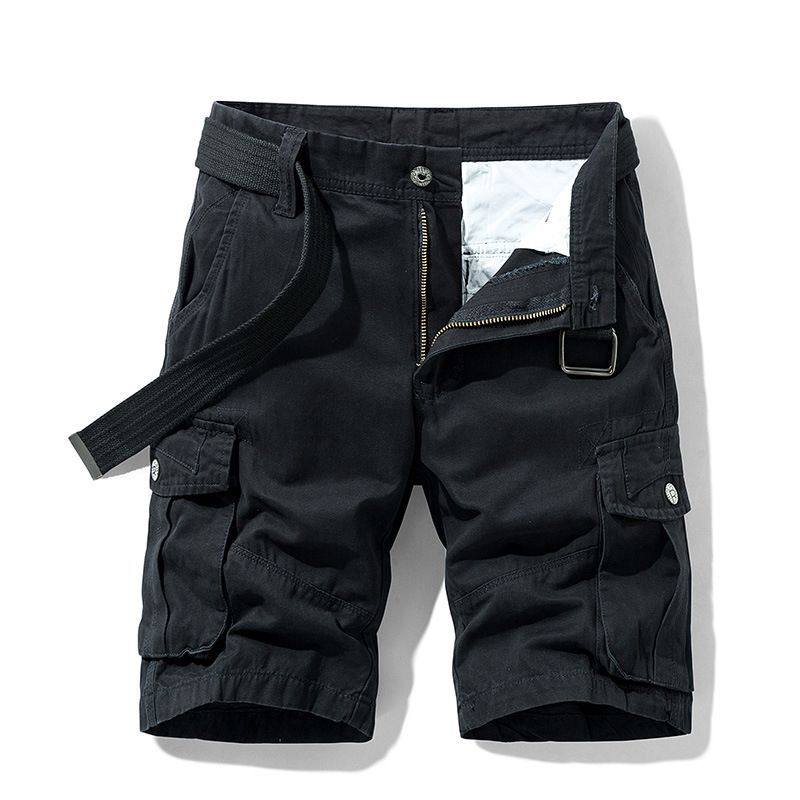 Men’s Cotton Cargo Shorts – Loose Fit Multi-Pocket Summer Shorts - Classic Black XS - 29 product image