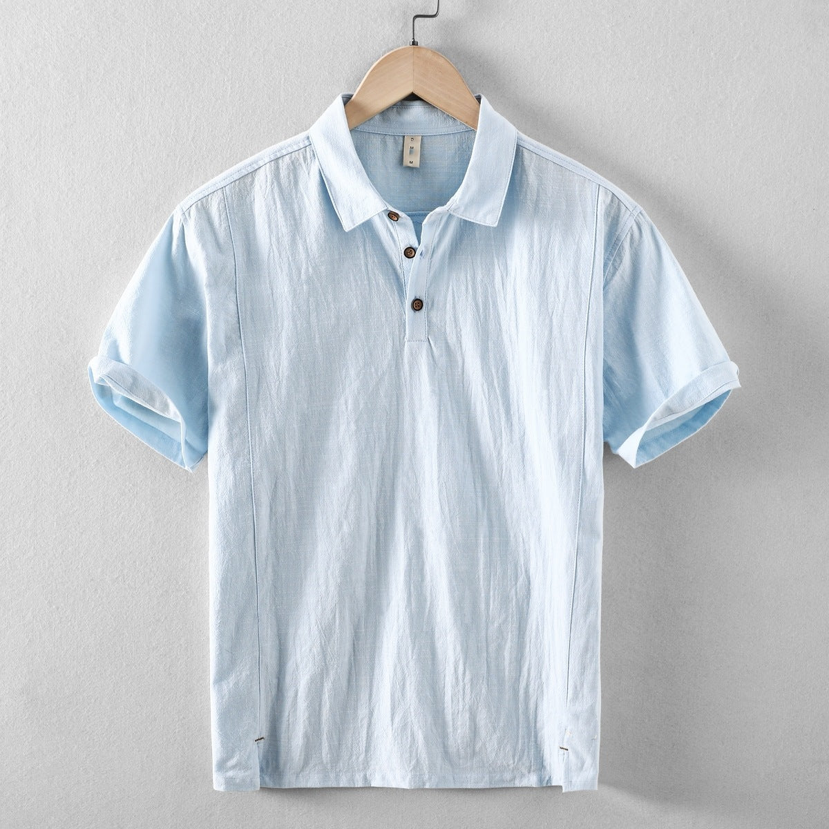 Men's Cotton Linen Polo Shirt - Breathable Summer Knit Top in Navy Blue