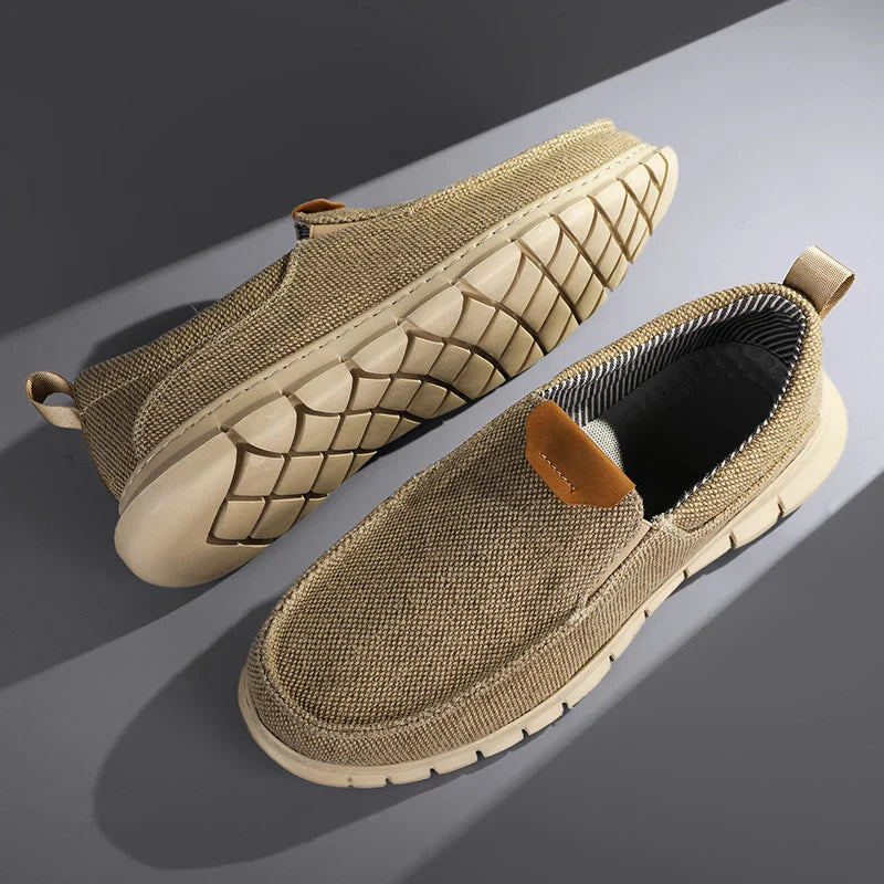 Men’s Lightweight Canvas Slip-On Sneakers – Casual Walking Shoes - Khaki 7 (EU 40) product image