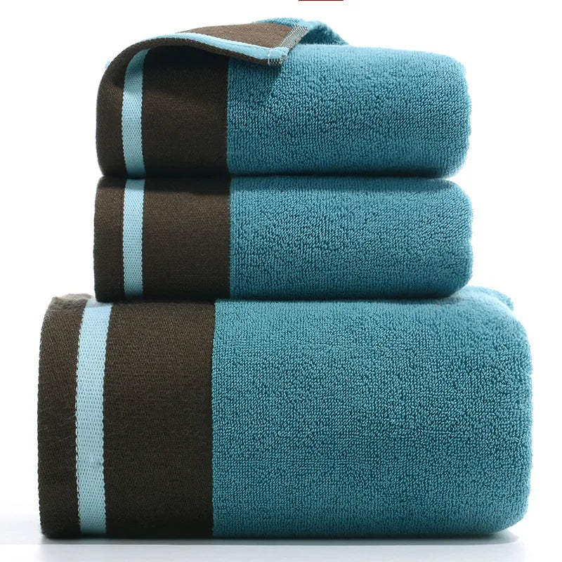 Bamboo Cotton Towel Set – Soft Absorbent Bath & Hand Towels - 3x Blue product image