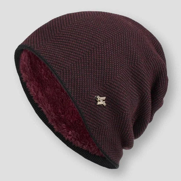 Ribbed Wool Beanie Hat – Warm Stretch Knit Winter Cap - Classic Black product image