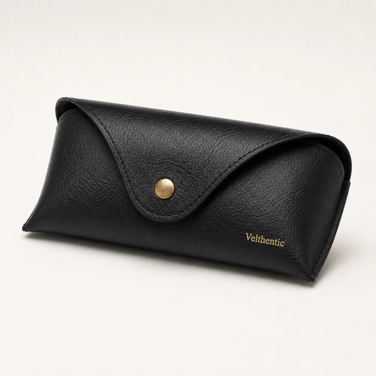 Slim pebbled vegan leather sunglasses case with snap closure