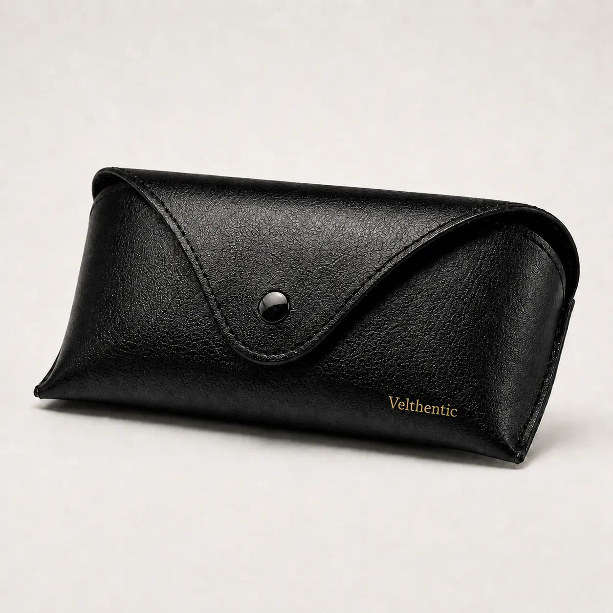 Slim pebbled vegan leather sunglasses case with snap closure