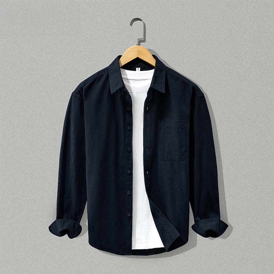 Men's Organic Cotton Button-Up Shirt - Breathable Long Sleeve Casual Shirt