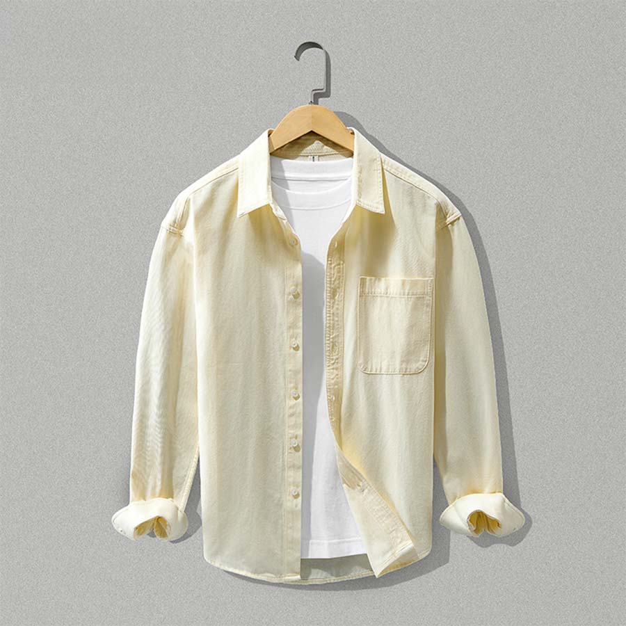 Men's Organic Cotton Button-Up Shirt - Breathable Long Sleeve Casual Shirt
