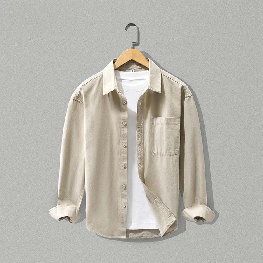 Men's Organic Cotton Button-Up Shirt - Breathable Long Sleeve Casual Shirt