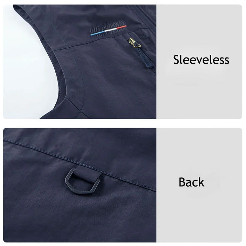 Men's Utility Travel Vest - Lightweight Quick-Dry Multi-Pocket Fit