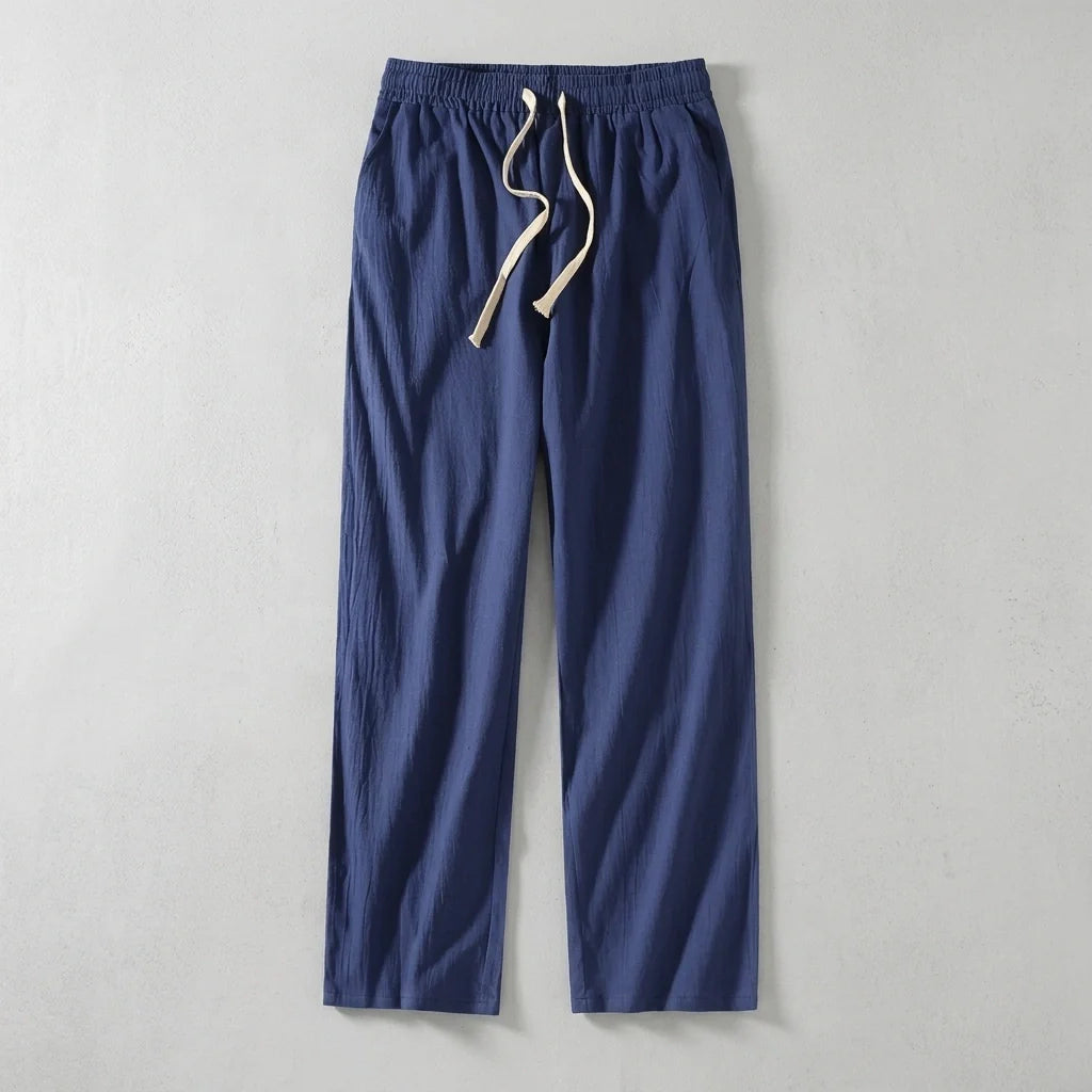Men's Organic Cotton Wide Leg Drawstring Pants - Breathable Relaxed Trousers
