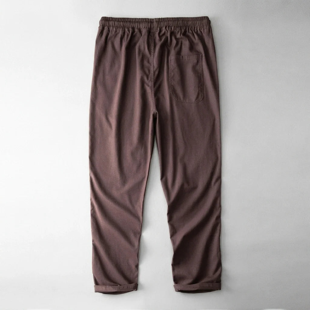 Men's Cotton Linen Drawstring Pants - Lightweight Wide Leg Summer Trousers