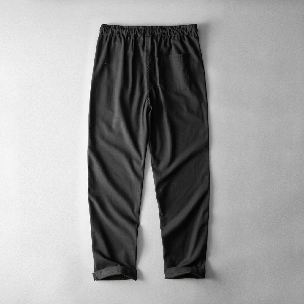 Men's Cotton Linen Drawstring Pants - Lightweight Wide Leg Summer Trousers