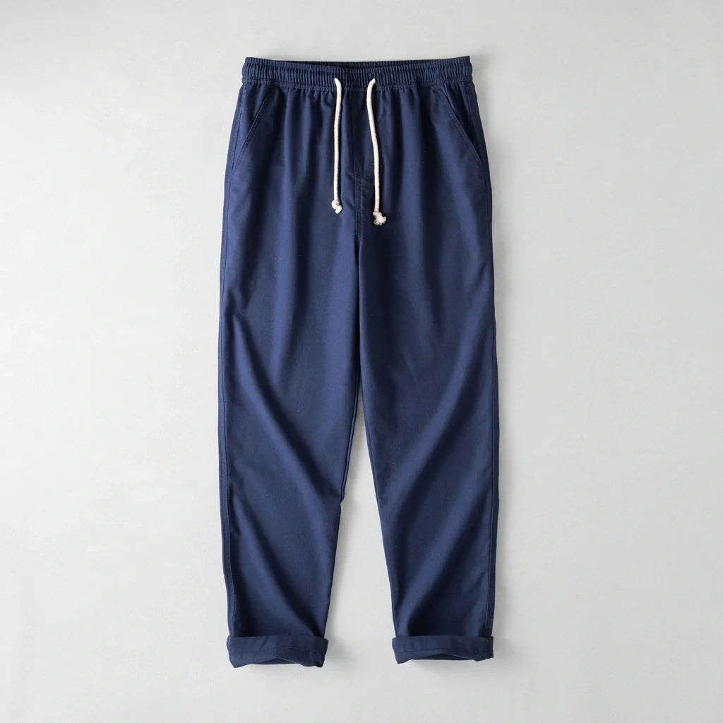 Men's Cotton Linen Drawstring Pants - Lightweight Wide Leg Summer Trousers
