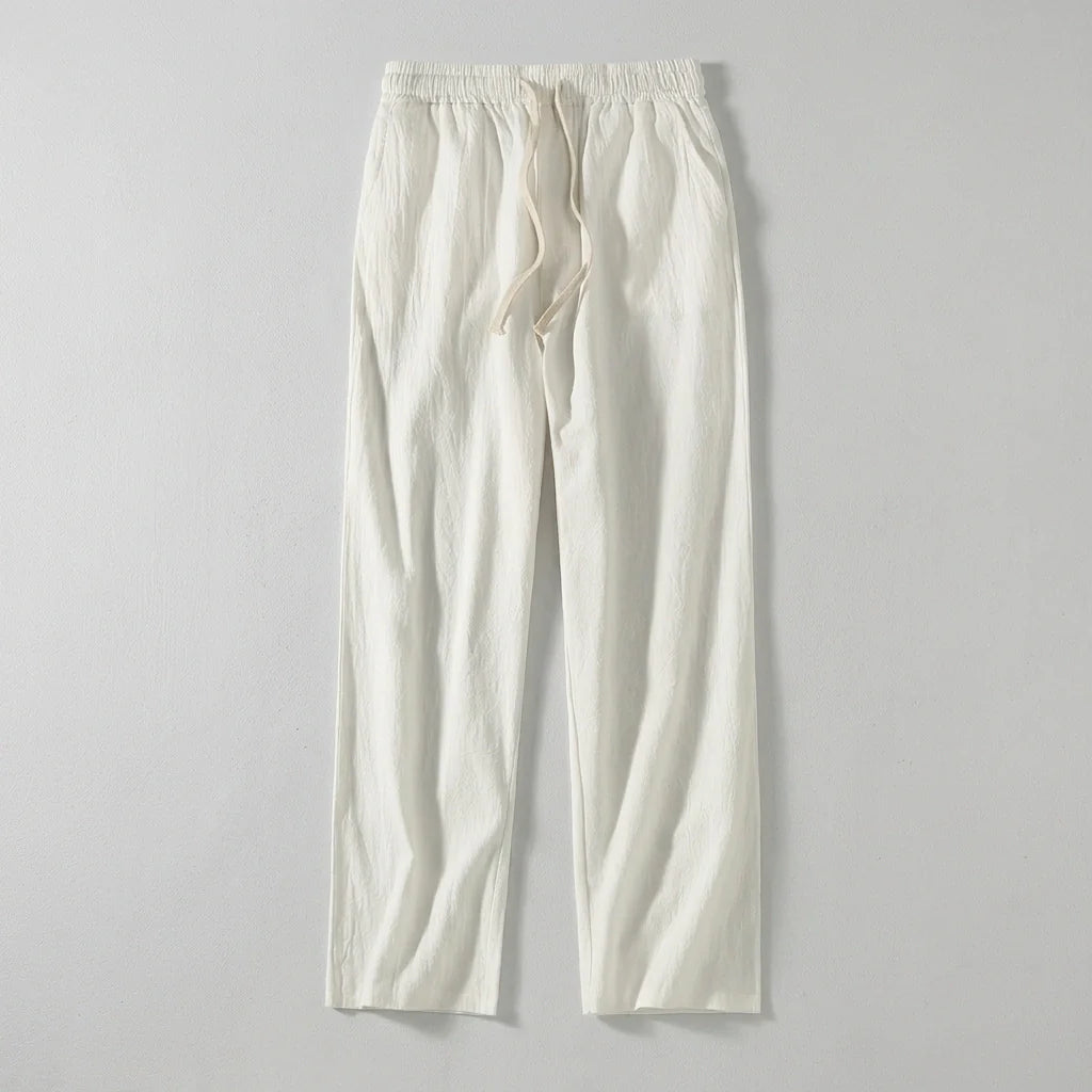 Men's Organic Cotton Wide Leg Drawstring Pants - Breathable Relaxed Trousers