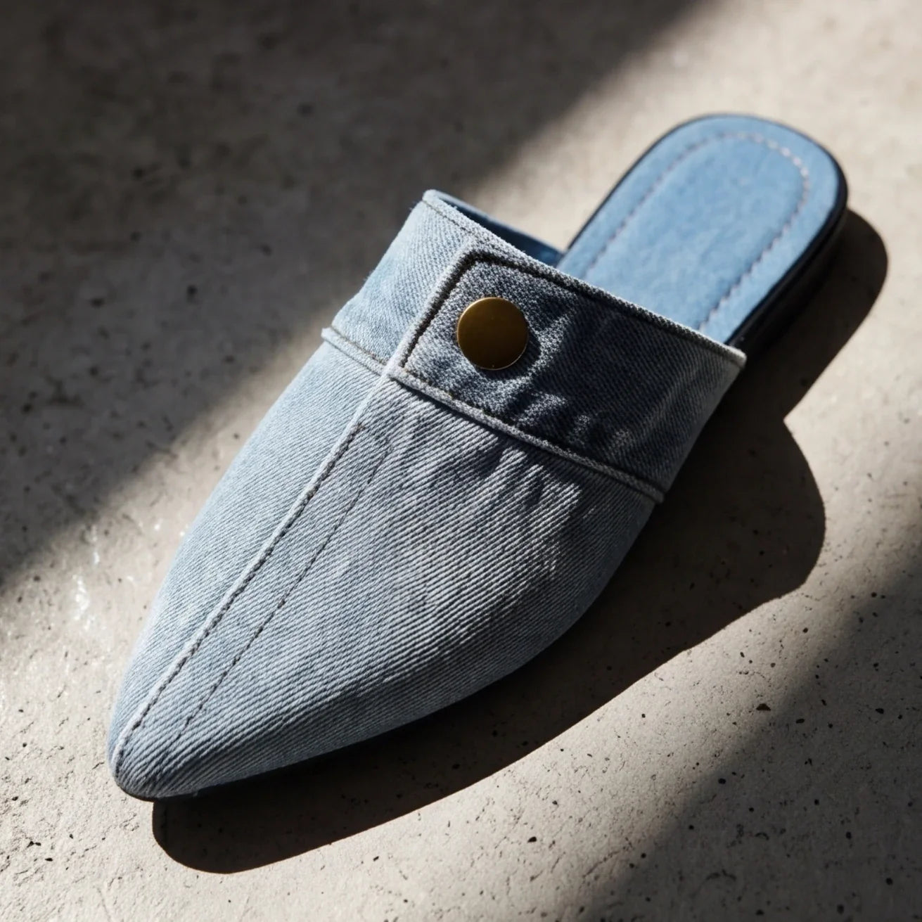 Women's lightweight denim backless slip-on loafers