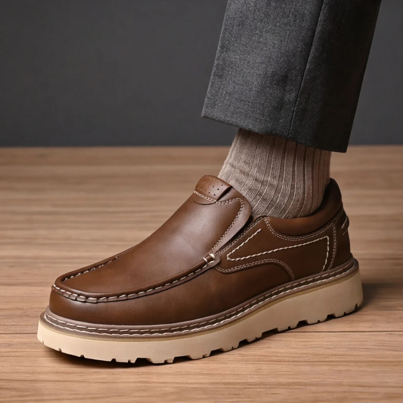 Torino Leather Loafers Genuine Cow Leather Orthopedic Slip Resistant Shoes