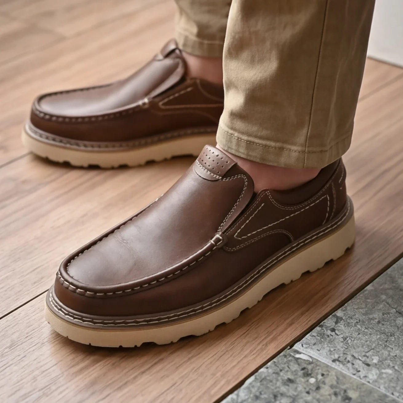 Torino Leather Loafers Genuine Cow Leather Orthopedic Slip Resistant Shoes