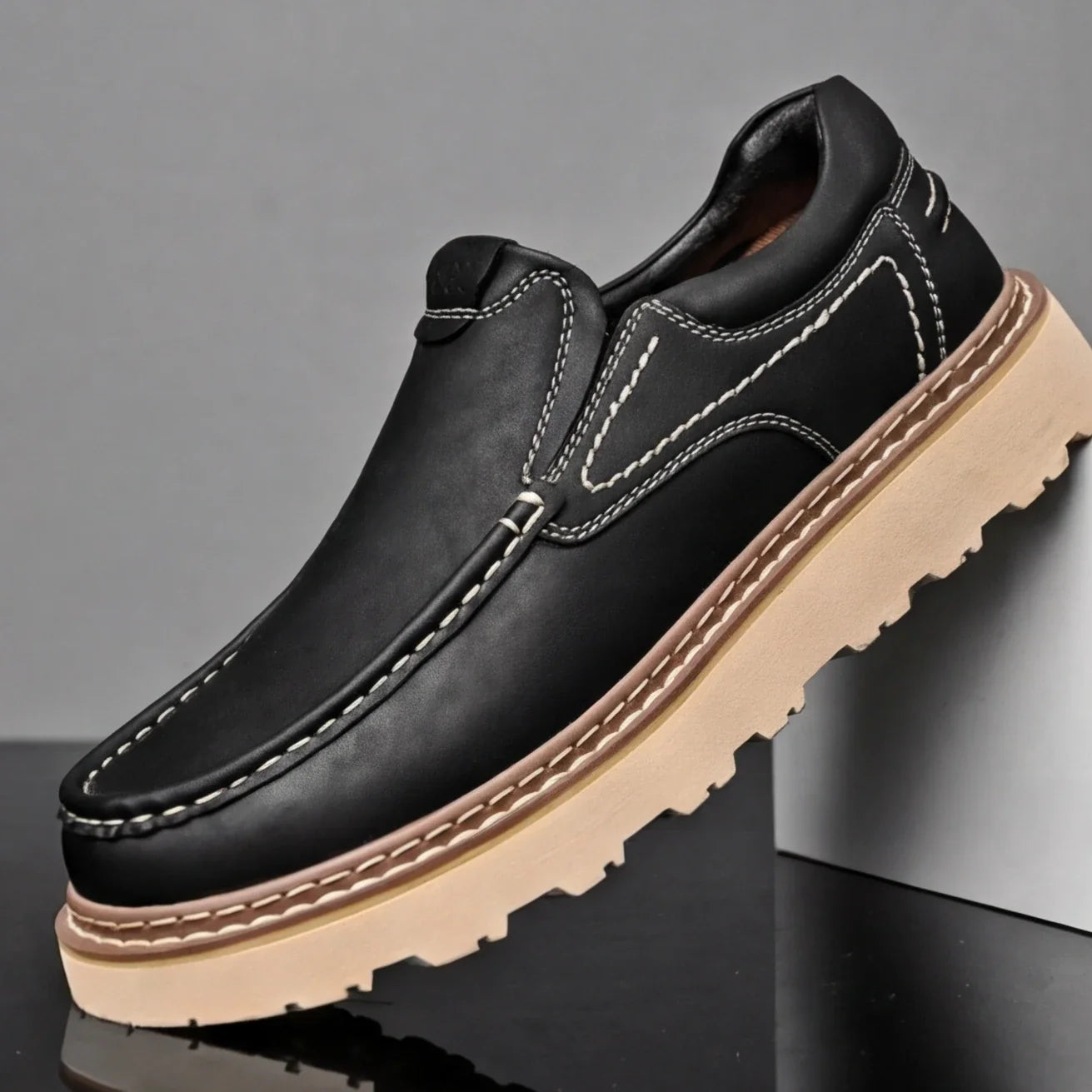 Torino Leather Loafers Genuine Cow Leather Orthopedic Slip Resistant Shoes