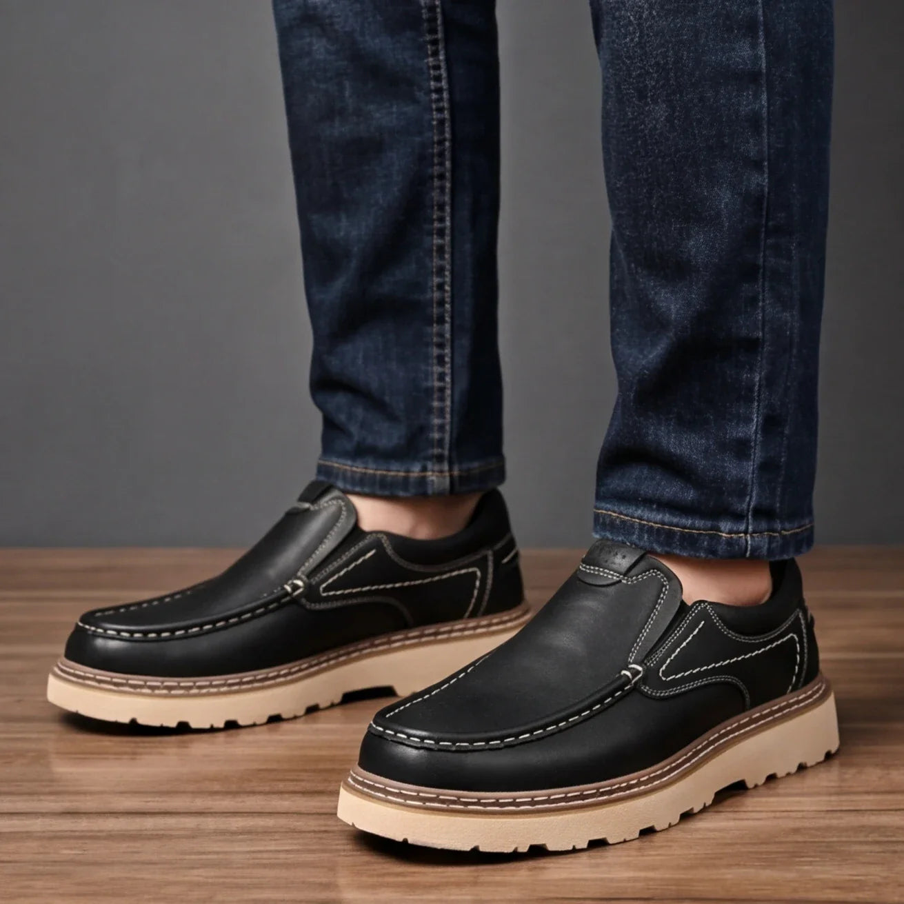 Torino Leather Loafers Genuine Cow Leather Orthopedic Slip Resistant Shoes