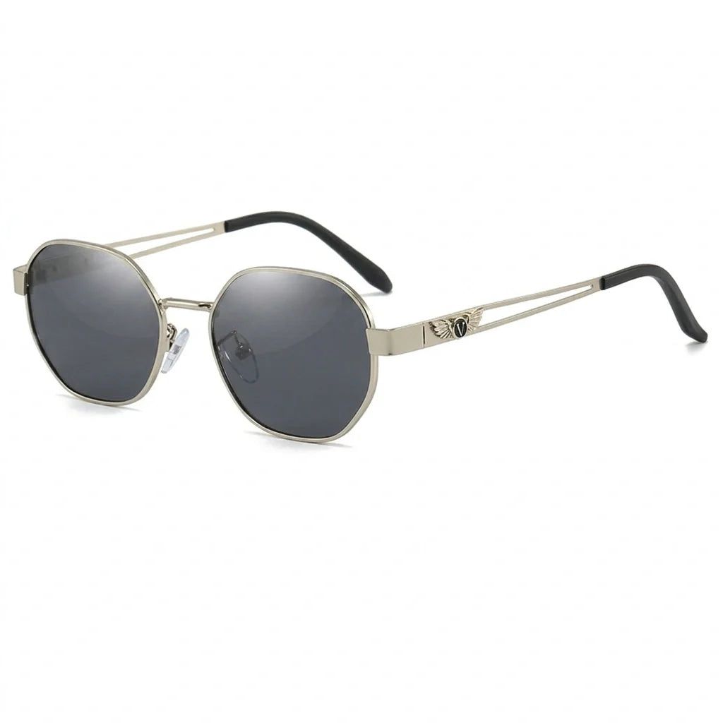 Polarized Octagon Sunglasses - Gold Double Bridge UV400 Shades in Gold