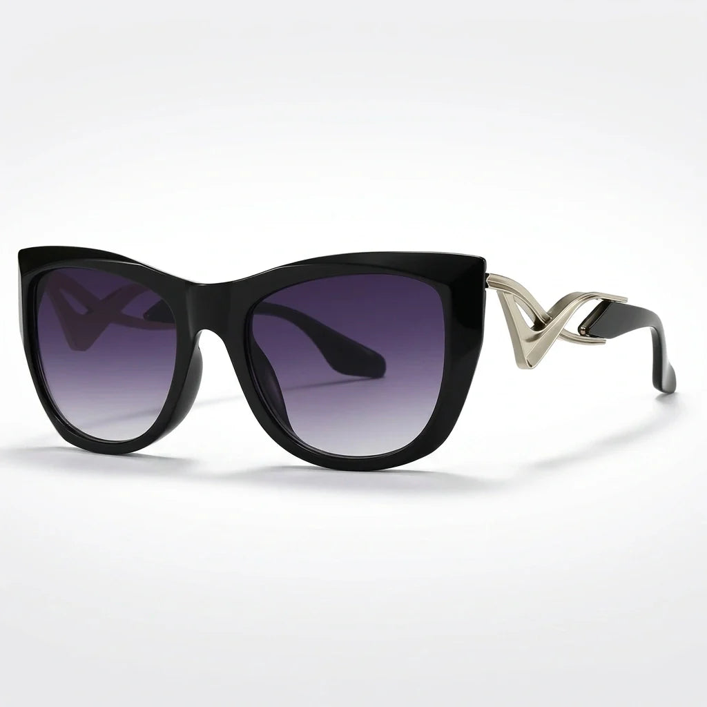 Oversized Cat Eye Sunglasses - Gradient UV400 Statement Shades in Amber Tortoise