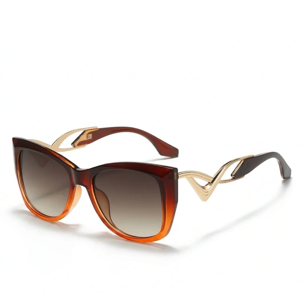 Oversized Cat Eye Sunglasses - Gradient UV400 Statement Shades in Honey Havana
