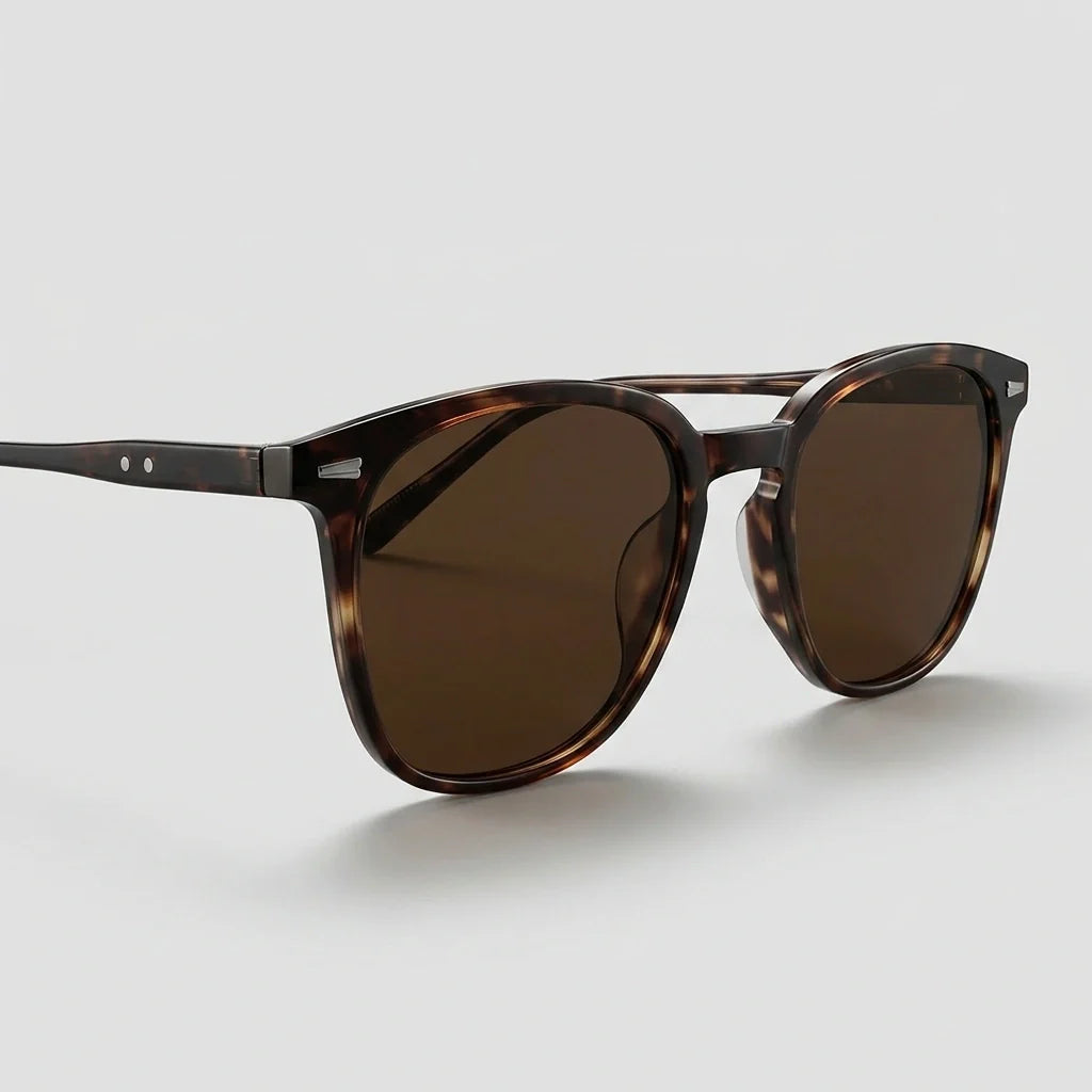 Mirrored UV Protection Sunglasses - Tortoise Temple Shades in Crystal Smoke