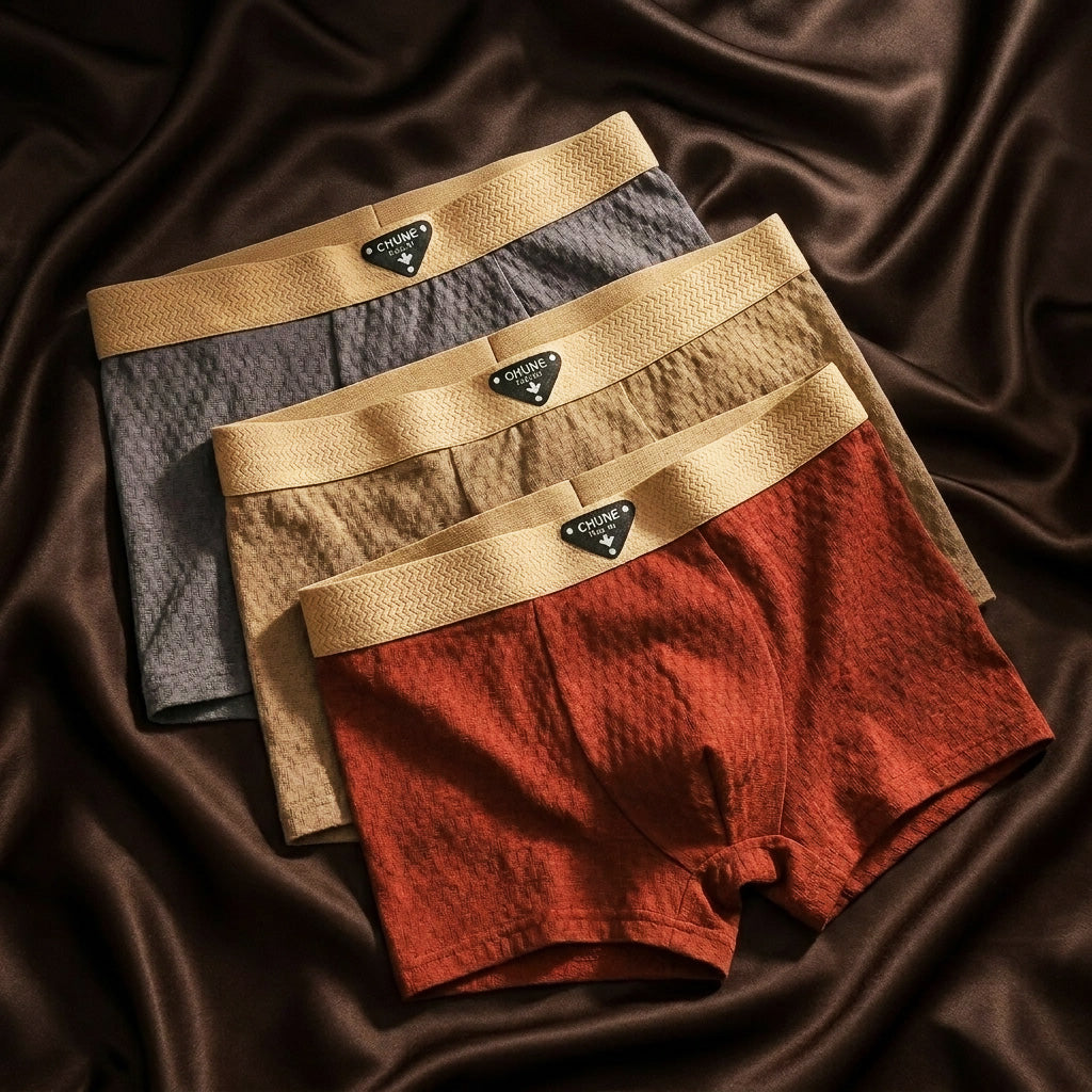 Men's Organic Cotton Boxer Briefs - Breathable Waffle Knit Trunks