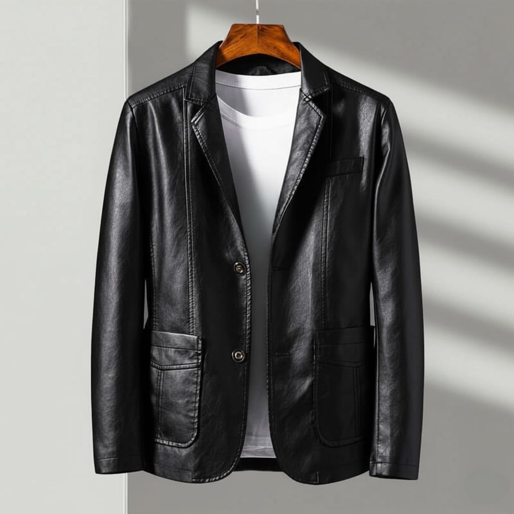 Sutton Leather Jacket Premium Tailored Blazer Style Leather Jacket