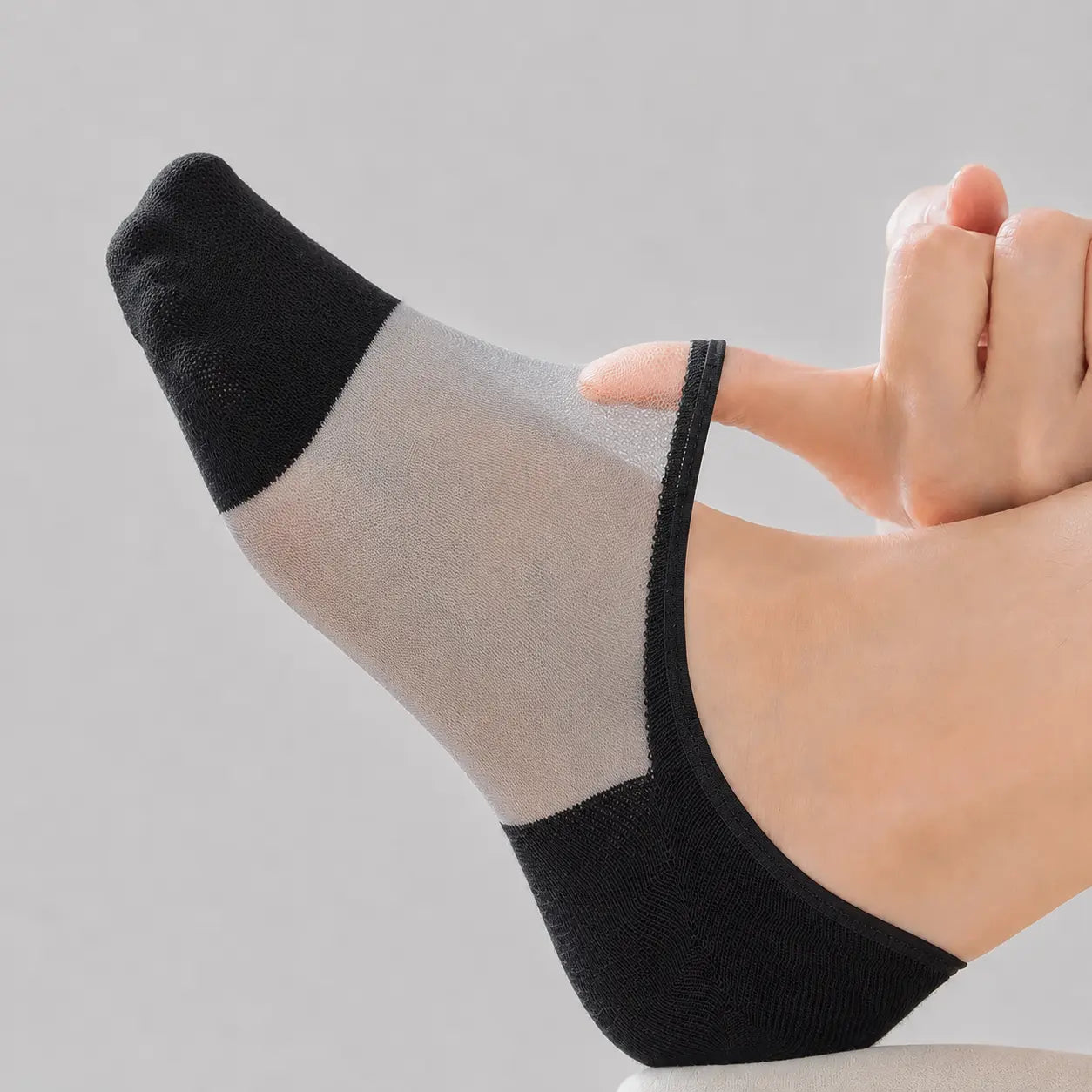 Women’s No-Show Non-Slip Mesh Socks – Breathable Cotton Sole - Light Gray product image